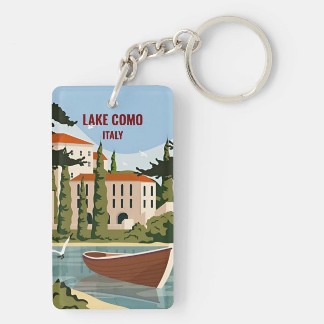 Llavero viaje retro vintage vacaciones italy lake como (Atrás)