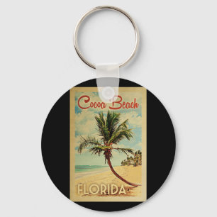 Llavero Viaje Vintage de Cocoa Beach Palm Tree
