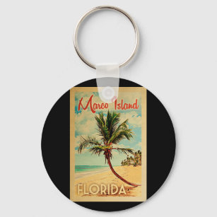 Llavero Viaje Vintage de la playa de Palm Tree Beach de la
