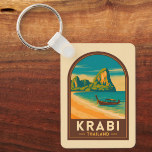 Llavero Viaje Vintage Krabi Tailandia Playa Railay Retro