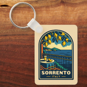 Llavero Viaje Vintage Sorrento Italia Costera Retro Escena