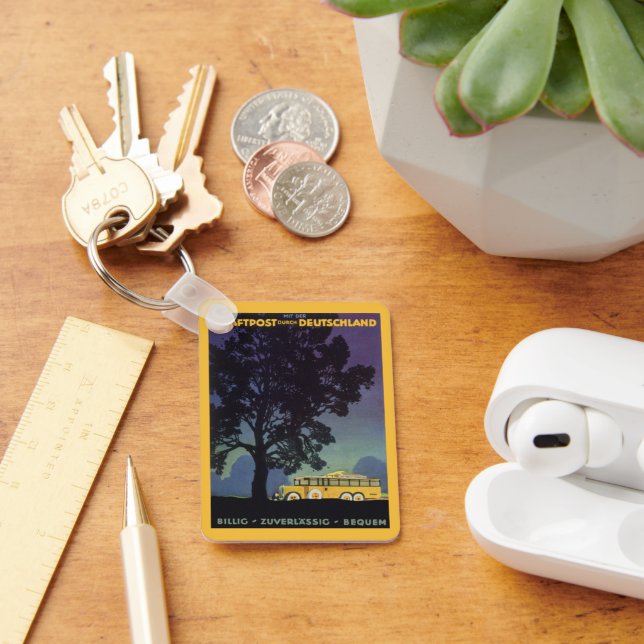 Llavero Viajes antiguos, Alemania, autobús amarillo por la (Escritorio )