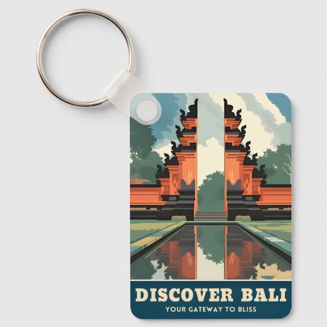 Llavero Viajes de época Bali Indonesia Templo Gate Retro (Anverso)