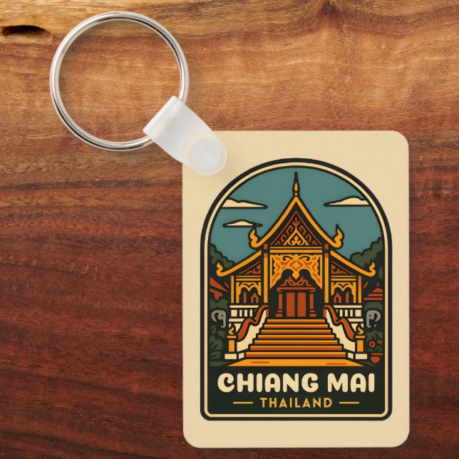 Llavero Viajes de época Chiang Mai Tailandia Retro (Anverso)