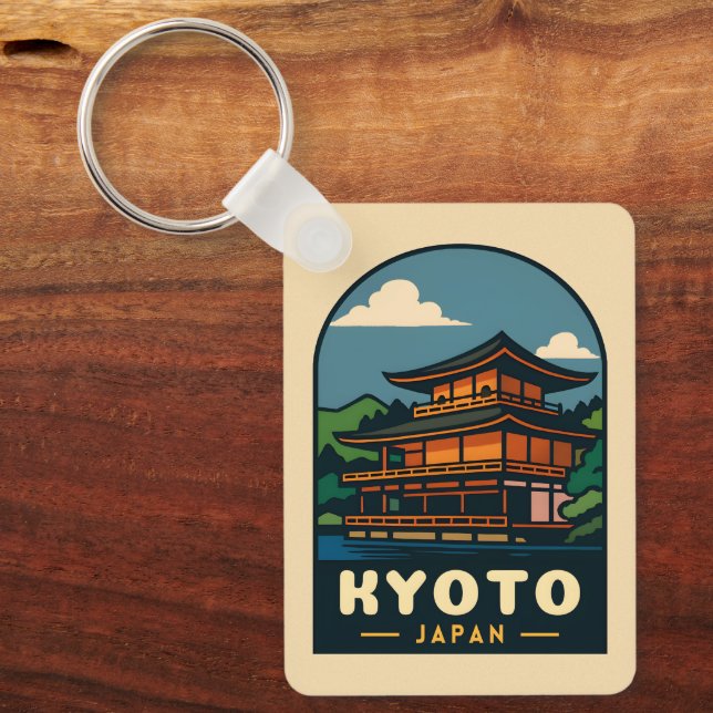 Llavero Viajes de época Kioto Japón Paisaje retro escénico (Anverso)