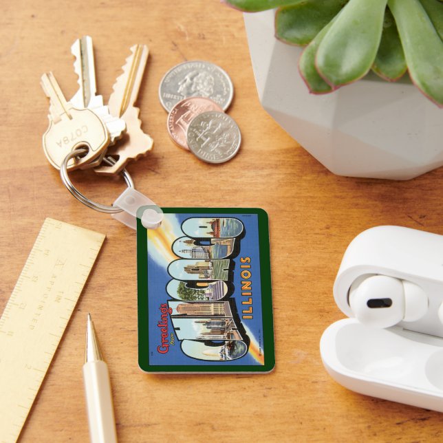 Llavero Viajes de época, saludos desde Chicago Illinois (Escritorio )