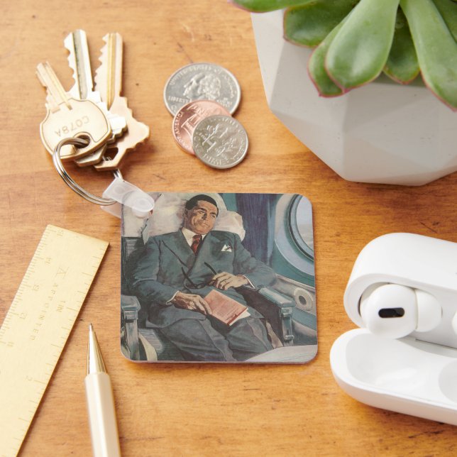 Llavero Viajes de negocios antiguos, lectura en el avión (Escritorio )