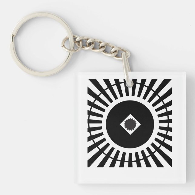 Llavero Vibes ópticas en blanco y negro con detai hipnótic (Frente)