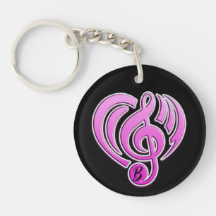 Llavero Vibraciones Amor Musical Corazón Rosa Nota Musical