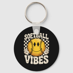 Llavero Vibraciones de Softball Softball Retro Groovy Día