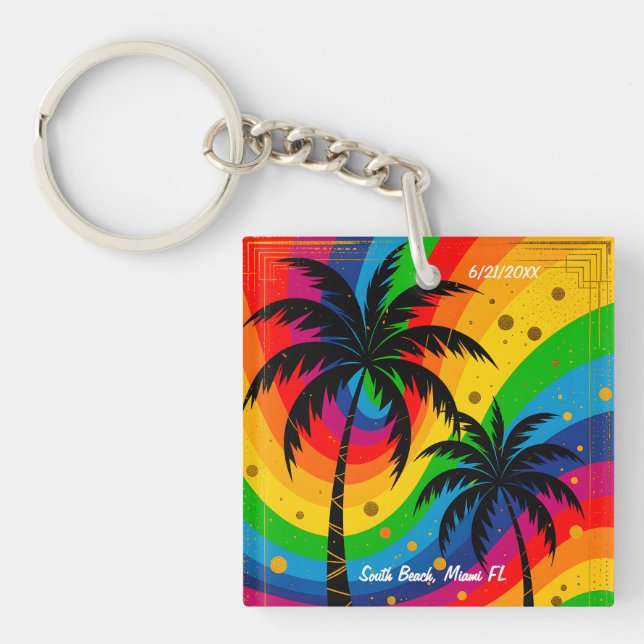 Llavero [Vibraciones de South Beach] Palmas Tropicales Ret (Frente)