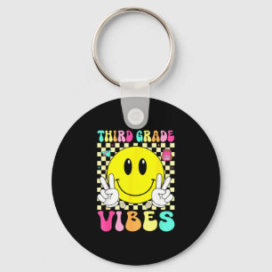 Llavero Vibraciones de tercer grado cara sonriente retro v