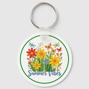 Llavero Vibraciones de Verano Floral con Mariposas
