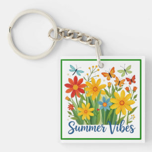 Llavero Vibraciones de Verano Floral con Mariposas-64534