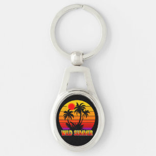 Llavero Vibraciones Salvajes Retro de Verano con Diseño de