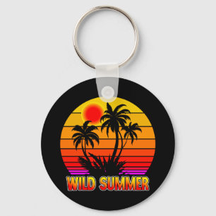 Llavero Vibraciones Salvajes Retro de Verano con Diseño de