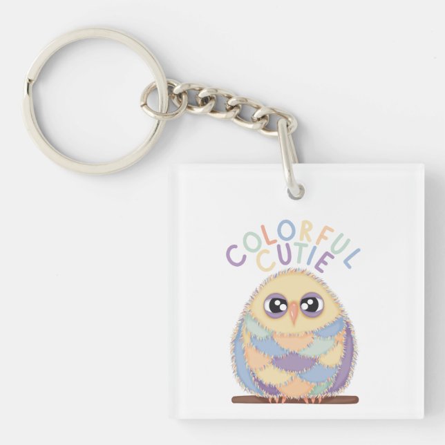Llavero Vibrant Colorful Owl with Text (Frente)