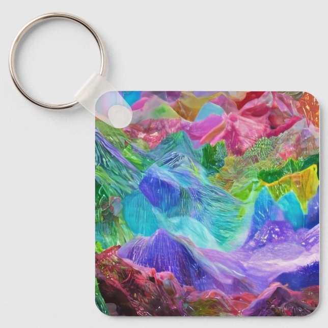 Llavero Vibrant Crystal Mountain Abstract  (Anverso)