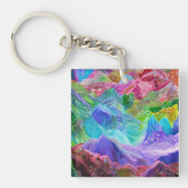 Llavero Vibrant Crystal Mountain Abstract 