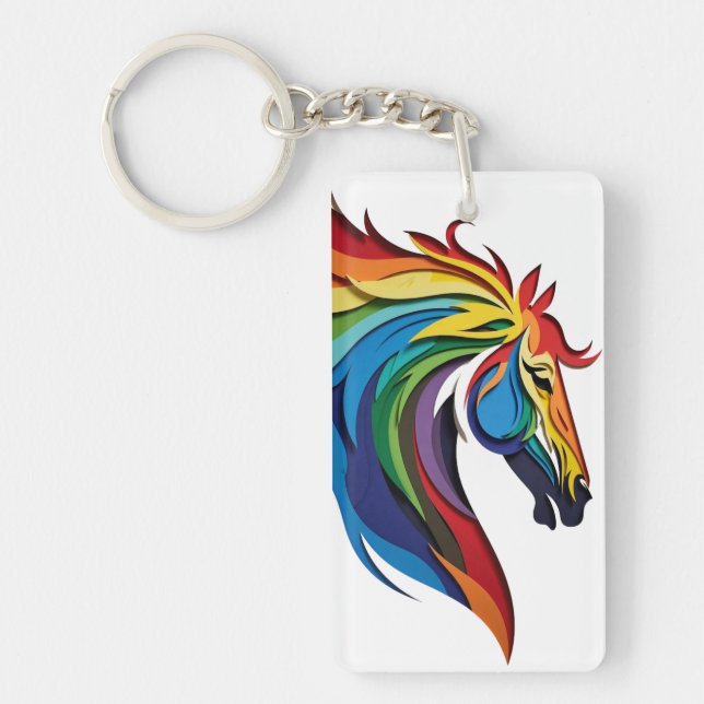 Llavero Vibrant Rainbow Horse Silhouette (Frente)
