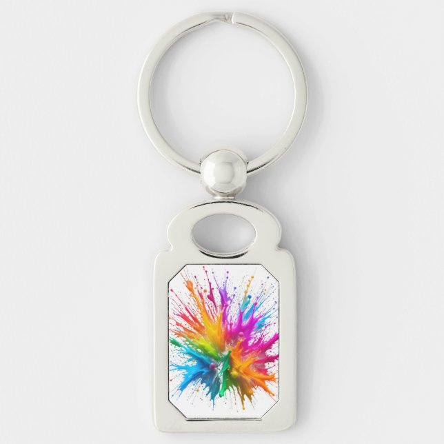 Llavero Vibrant Rainbow Paint Splatter Explosion (Anverso)