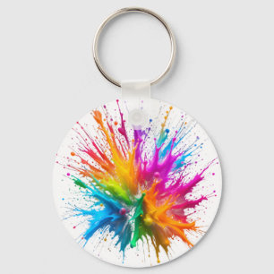 Llavero Vibrant Rainbow Paint Splatter Explosion