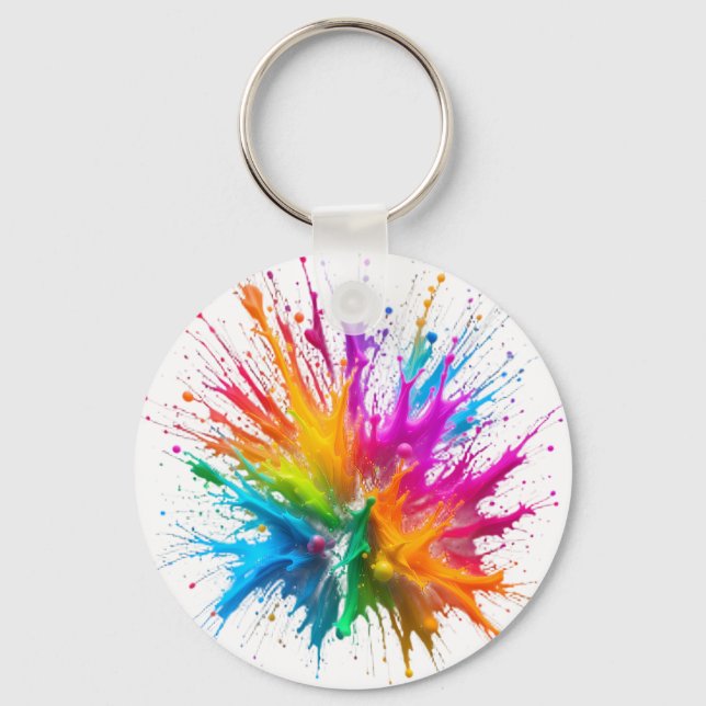 Llavero Vibrant Rainbow Paint Splatter Explosion (Anverso)