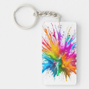 Llavero Vibrant Rainbow Paint Splatter Explosion