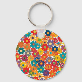 Llavero Vibrant Retro 60s Daisy Flower Power Pattern