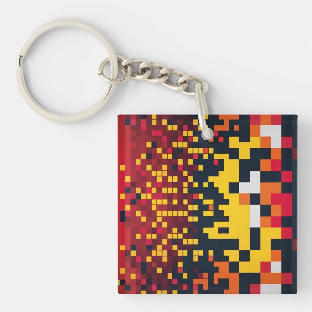 Llavero Vibrante arte de explosión de píxeles (Frente)