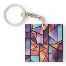 Vibrante arte de vidrio con manchas geométricas