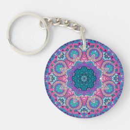 Llavero Vibrante Blue Pink Verde azulado Morado Floral Man