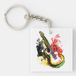 Llavero Vibrante Groove Retro: Salpicadura de Guitarra Elé