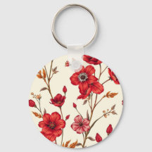 Vibrante Ilustracion Botánico Rojo