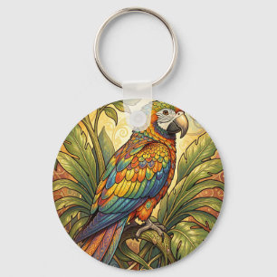 Llavero Vibrante Loro Arcoíris Art Nouveau