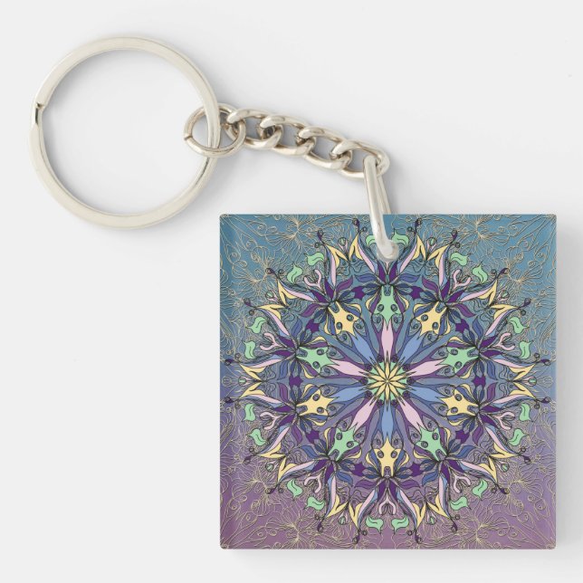 Llavero Vibrante Mandala Acrílico Keychain (Frente)