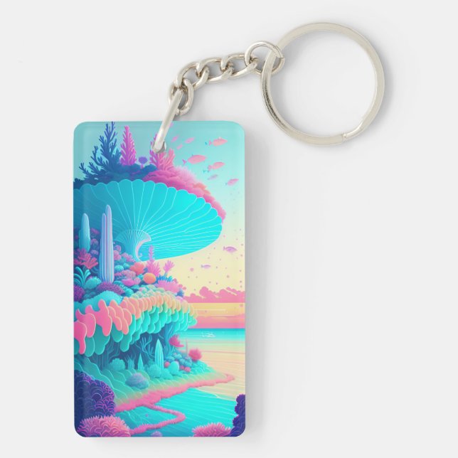 Llavero Vibrante Neon Coral Garden Keychain acrílico (Atrás)