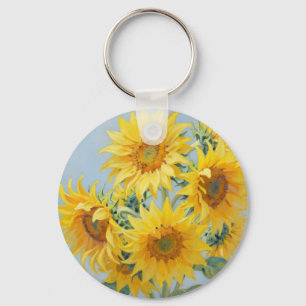 Llavero Vibrante ramo de girasoles óleo sobre lienzo