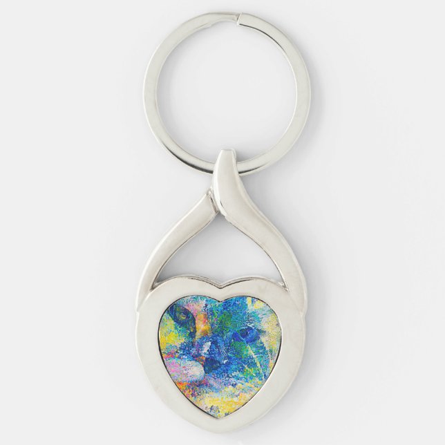 Llavero Vibrante Resumen de la impresión del arte del gato (Anverso)