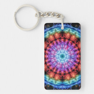 Llavero Vibrante Tie Dye Kaleidoscope Arcoiris Mandala