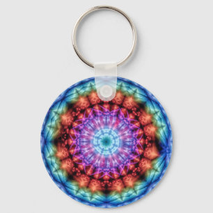 Llavero Vibrante Tie Dye Kaleidoscope Arcoiris Mandala