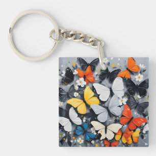 Llavero "Vibrante Vuelo: Mariposas acrílicas multicolores