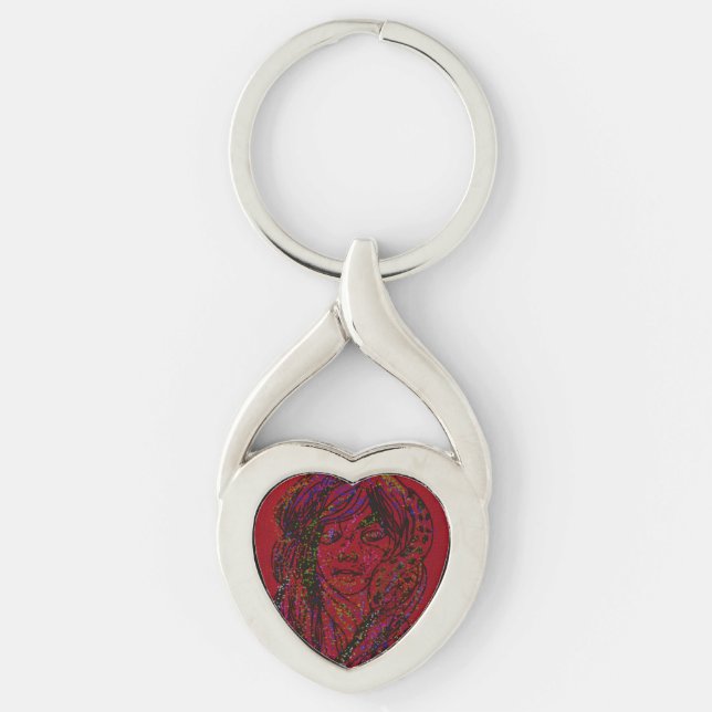 Llavero Victorian Era Dreamer Girl Heart Shaped Keychain (Anverso)