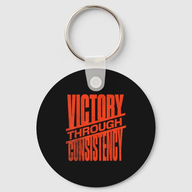 Llavero Victory Through Consistency Motivational Insration (Anverso)
