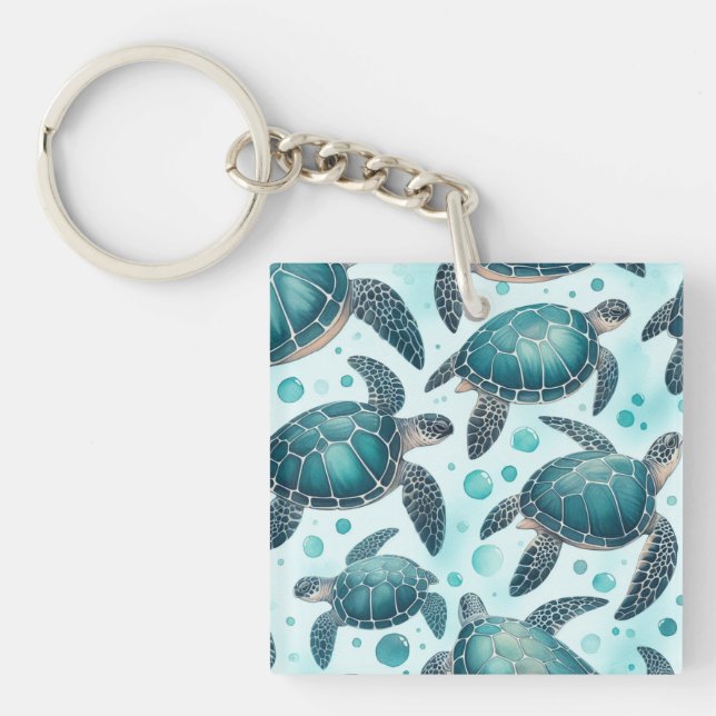 Llavero Vida de tortuga marina (personalizado) (Frente)