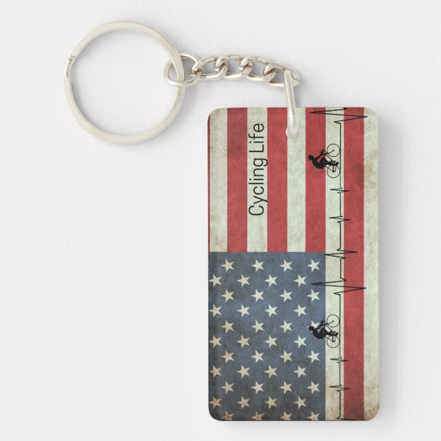 Llavero Vida en bicicleta, estrellas y rayas (Frente)