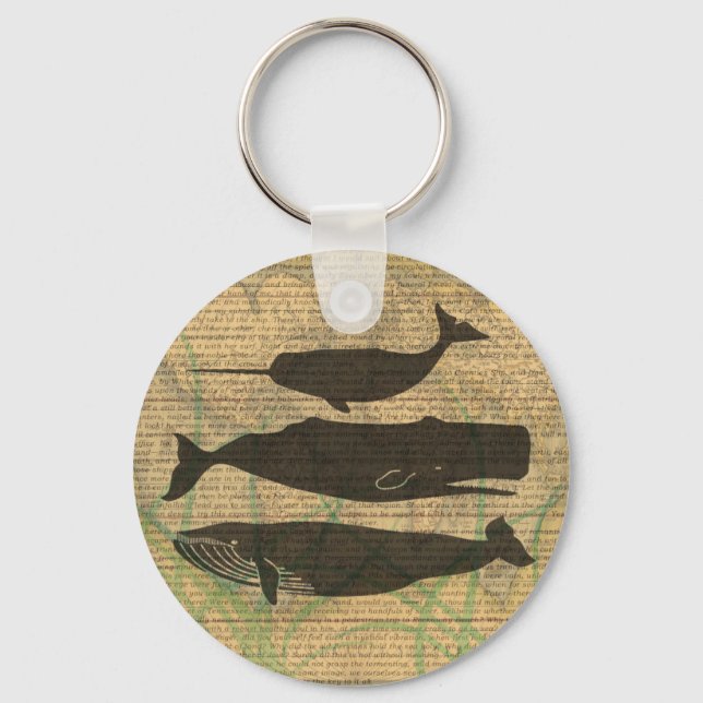 Llavero Vida marina náutica de ballena antigua (Anverso)