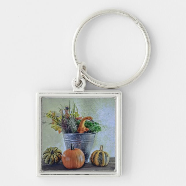 Llavero Vida residual del otoño con calabazas, flores (Frente)