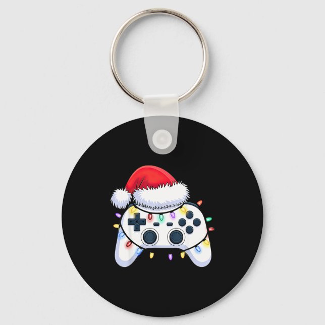 Llavero Video Game Controller Christmas Santa Hat Gamer Bo (Anverso)