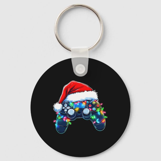 Llavero Video Game Controller Christmas Santa Hat Gamer Bo (Anverso)